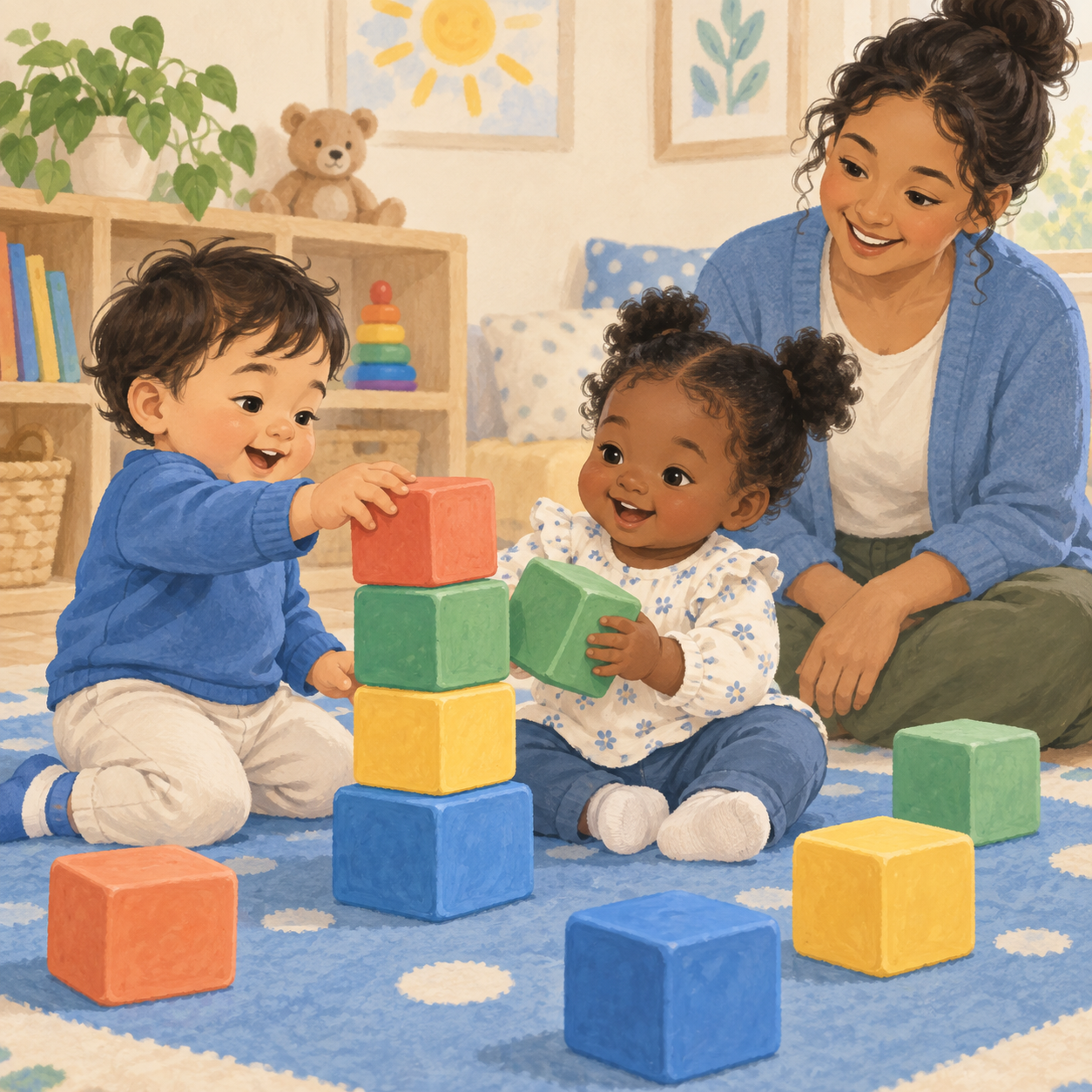 Illustration of toddlers learning through play